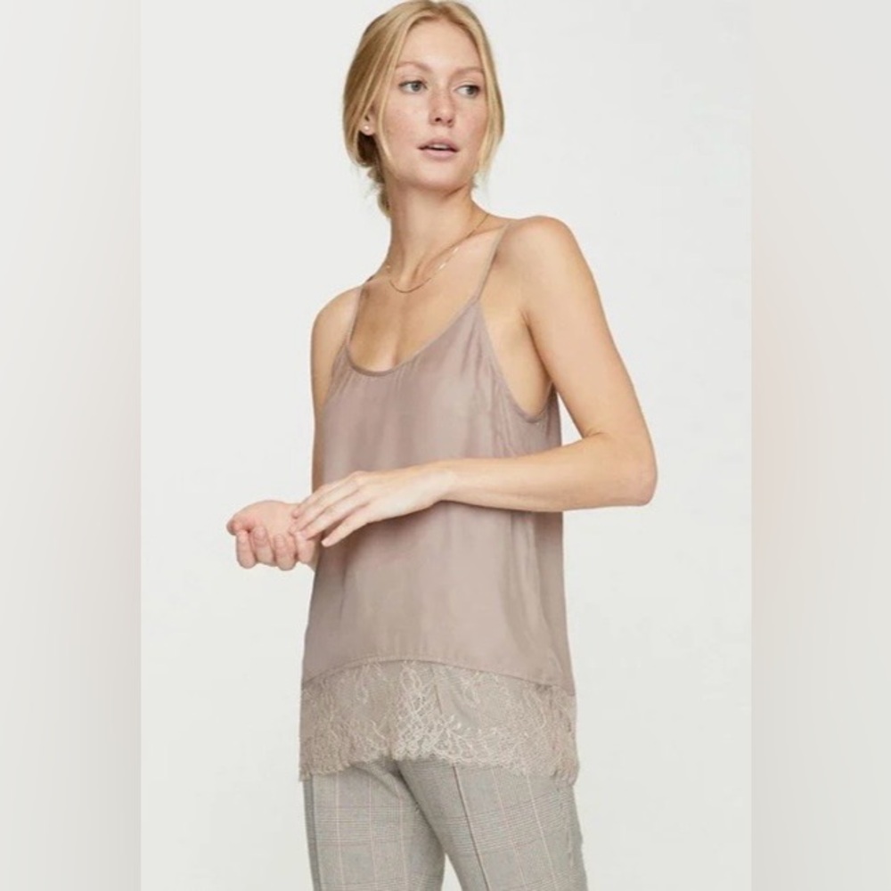Brochu Walker Silk Camisole with Lace Trim